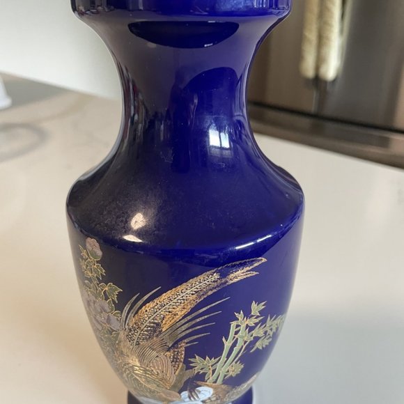 Art Cobalt Blue Japanese Ceramic Vases Vintage Poshmark